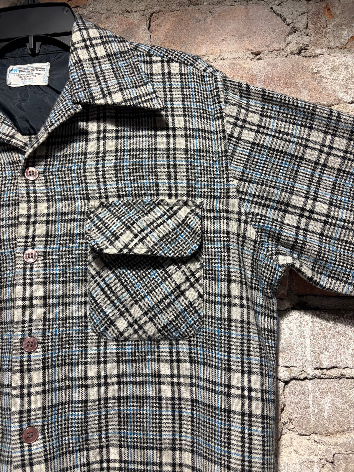 Pocket on Vintage JCP Wool Blend Loop Collar Flannel SZ M