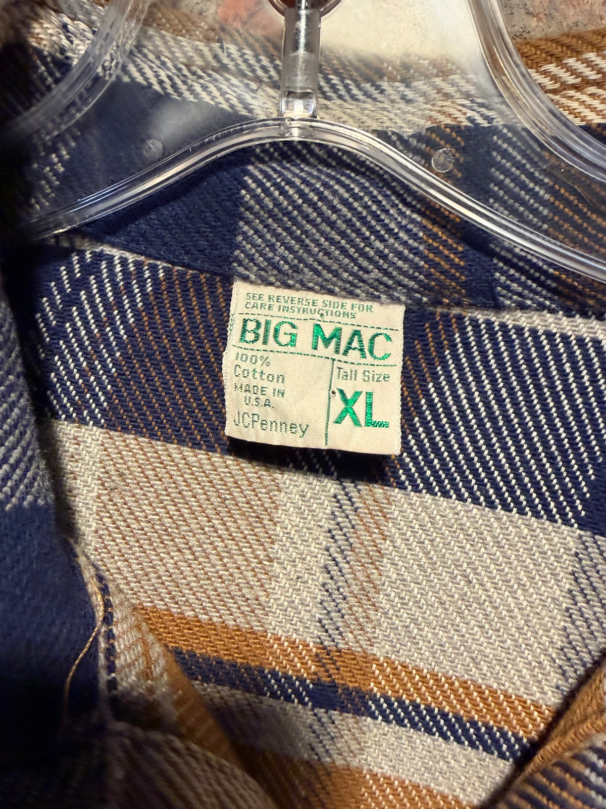 Tag on 70s Big Mac Heavy Cotton Flannel SZ XL