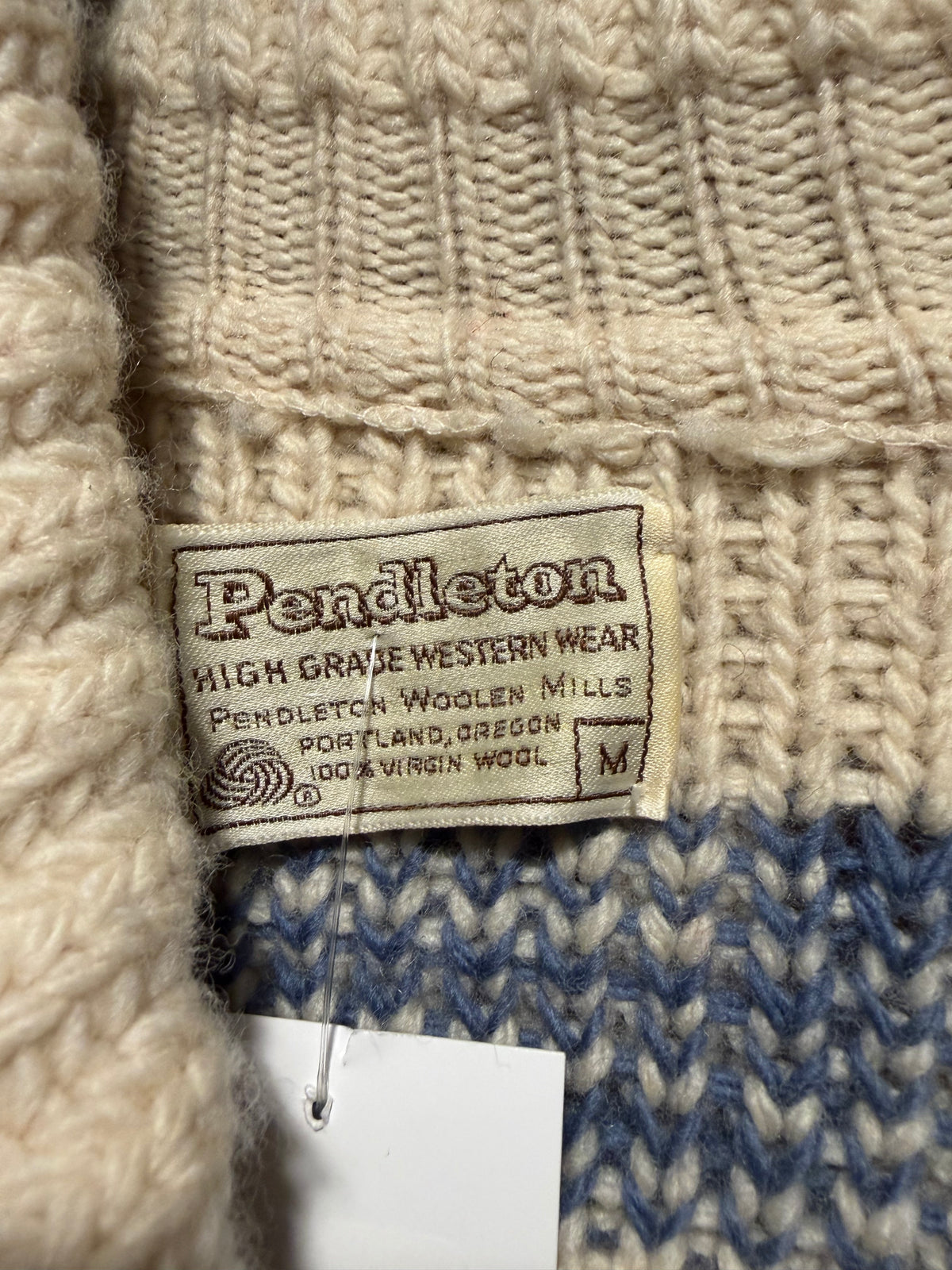 Tag on Vintage 1960s Pendleton Westerly Sweater Sz M