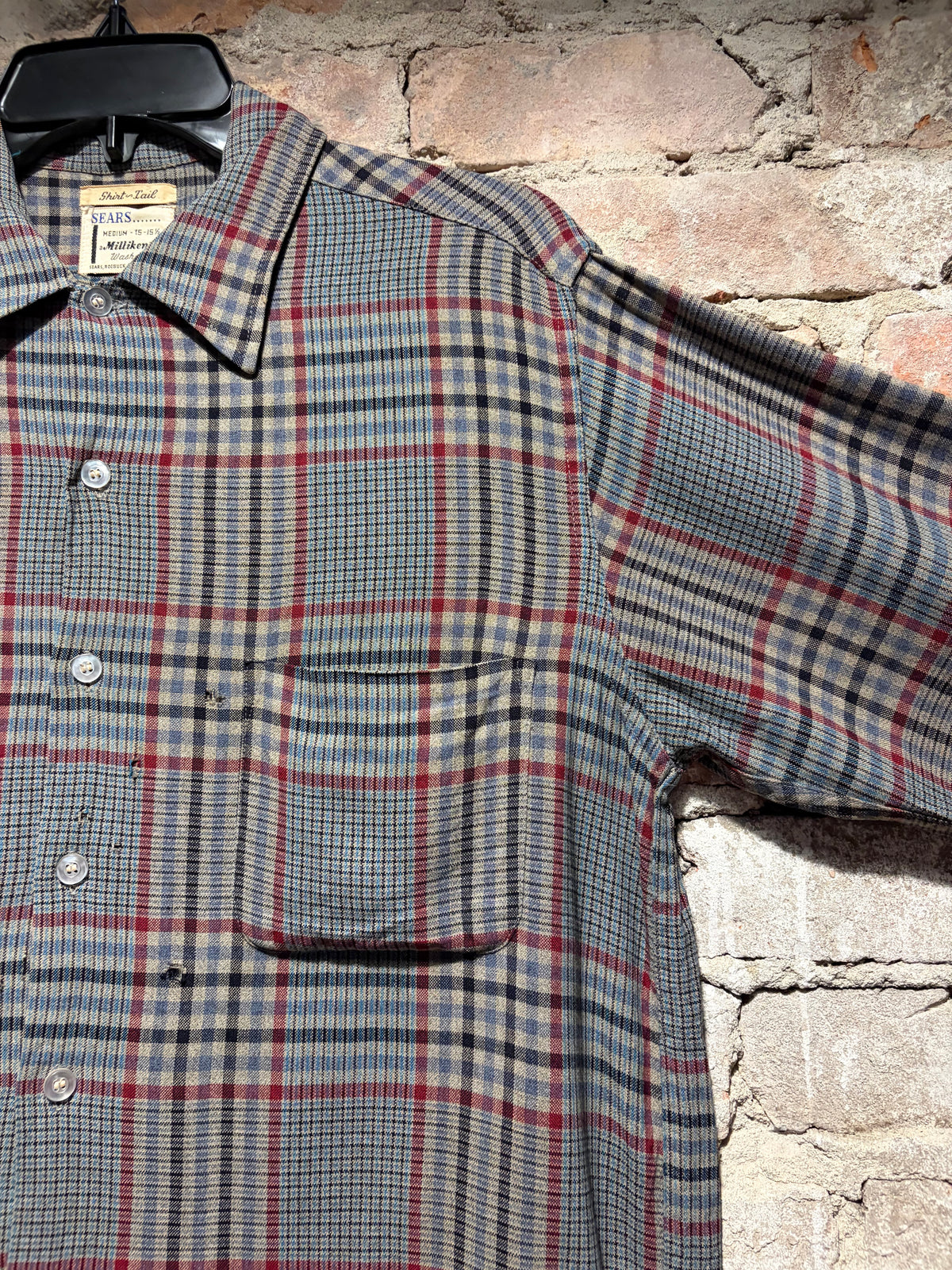 Pit on Vintage 1950s Sears Rayon Flannel SZ M