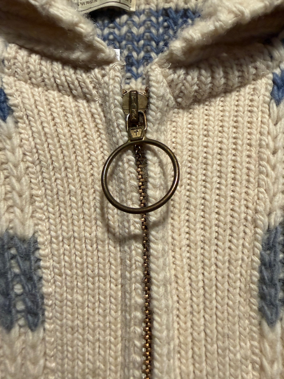Zipper on Vintage 1960s Pendleton Westerly Sweater Sz M