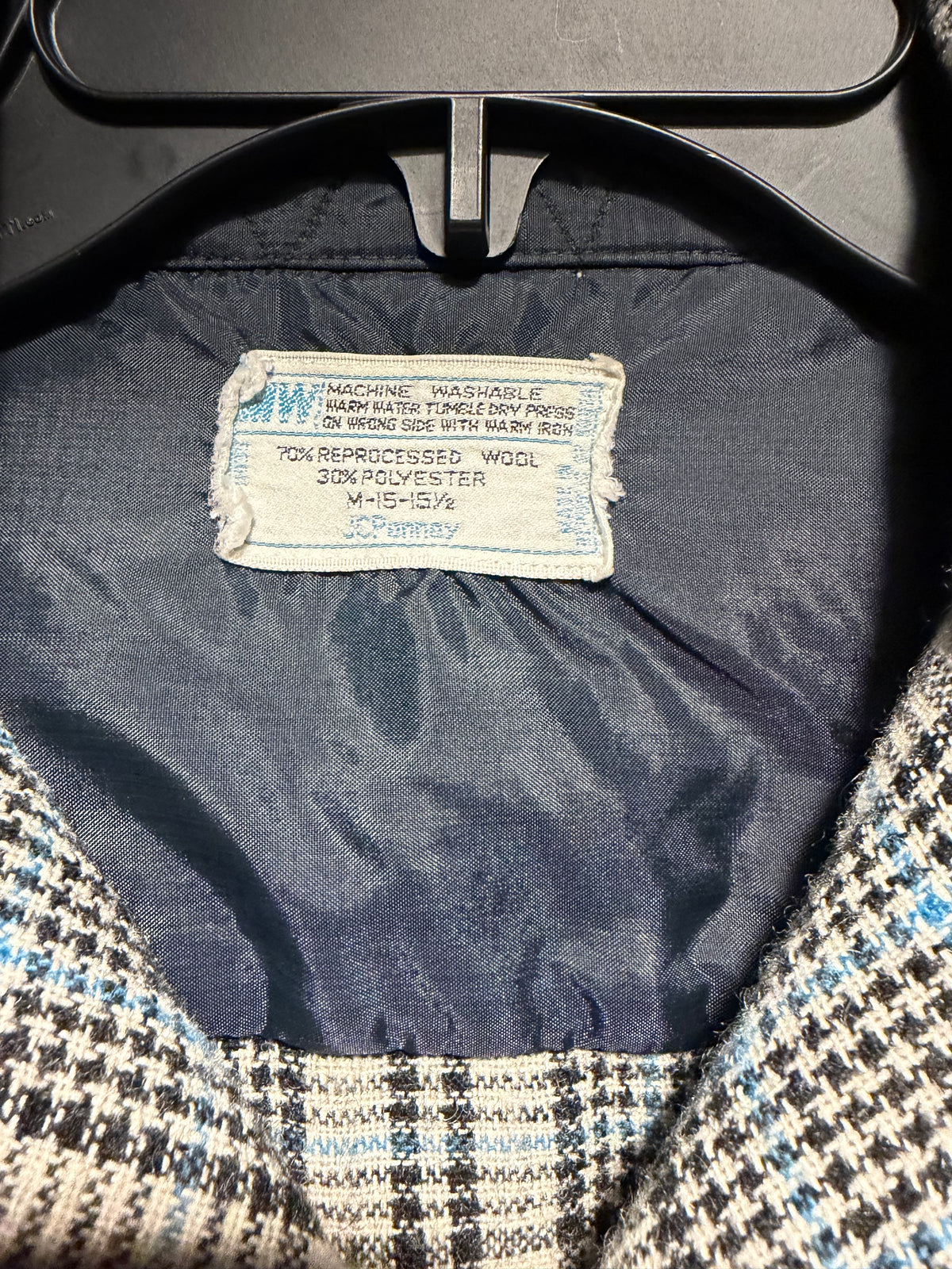 Tag on Vintage JCP Wool Blend Loop Collar Flannel SZ M