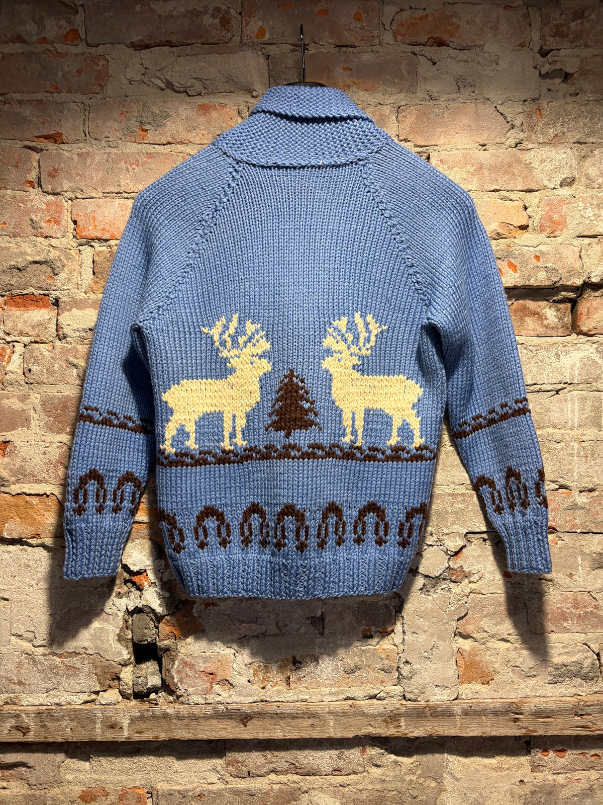 Back of Vintage 1960s Alaska Ram DE Cowichan Sweater SZ L