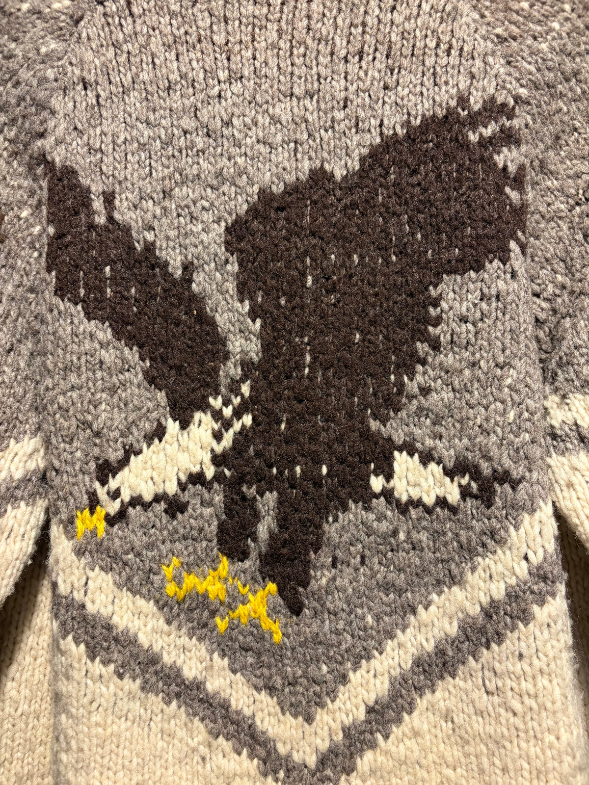 Back Design on Vintage Eagle Cowichan Style Sweater SZ M