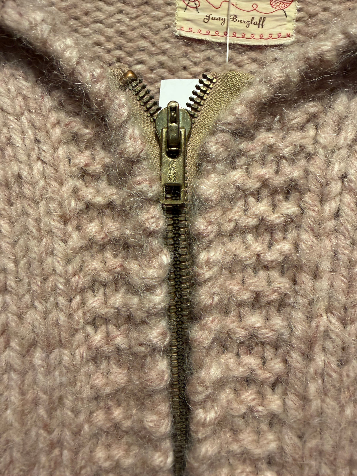 Zipper on Vintage 1950s Bucking Bronco Cowichan Sweater Sz L