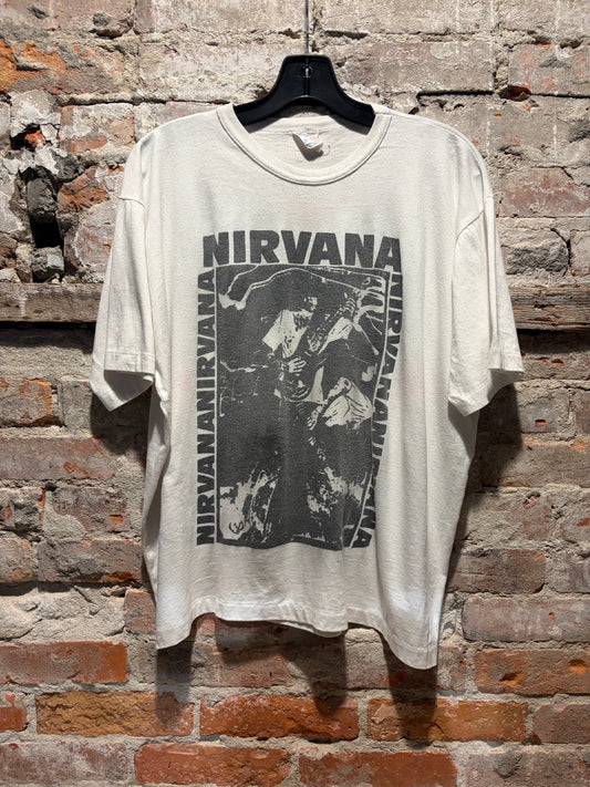 Front of Vintage Canadian Parking Lot Boot Nirvana Nevermind Tee SZ XL