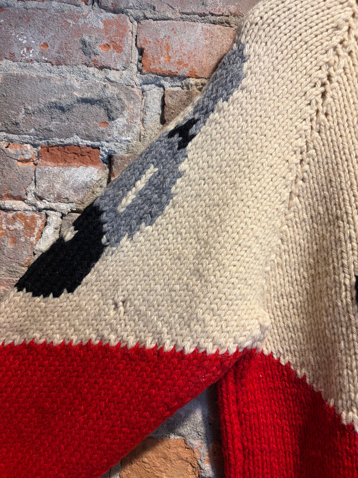 Sleeve on Vintage 1950s Bowling Cowichan Sweater Sz M