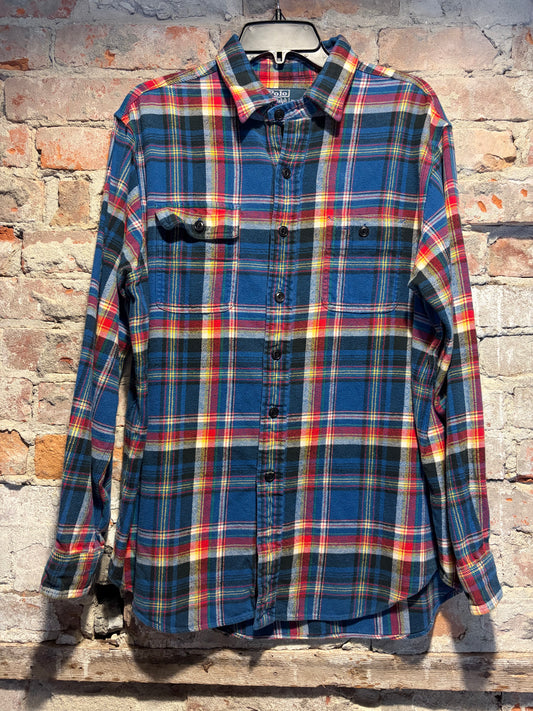 Front of Vintage 90s Polo Chin Strap Cotton Flanel Shirt SZ L