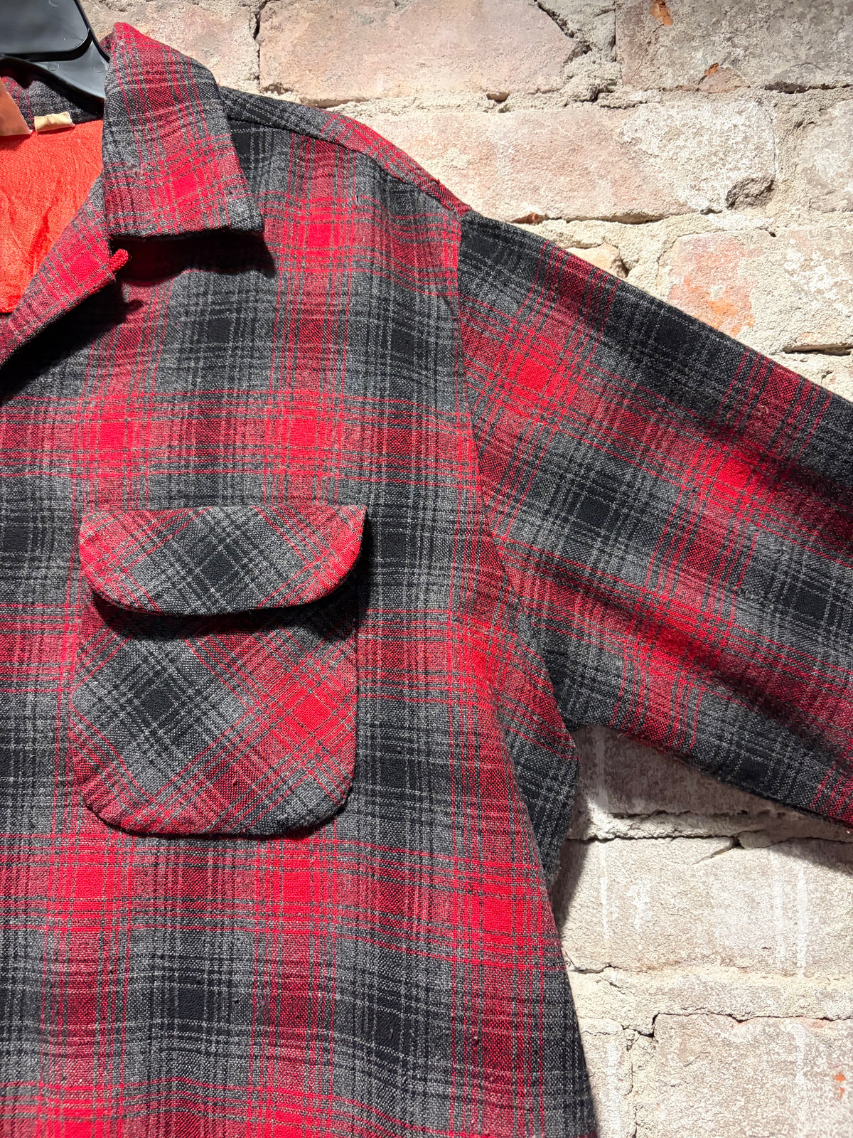 Pit on Vintage Kingsmen Wool Loop Collar Flannel SZ L
