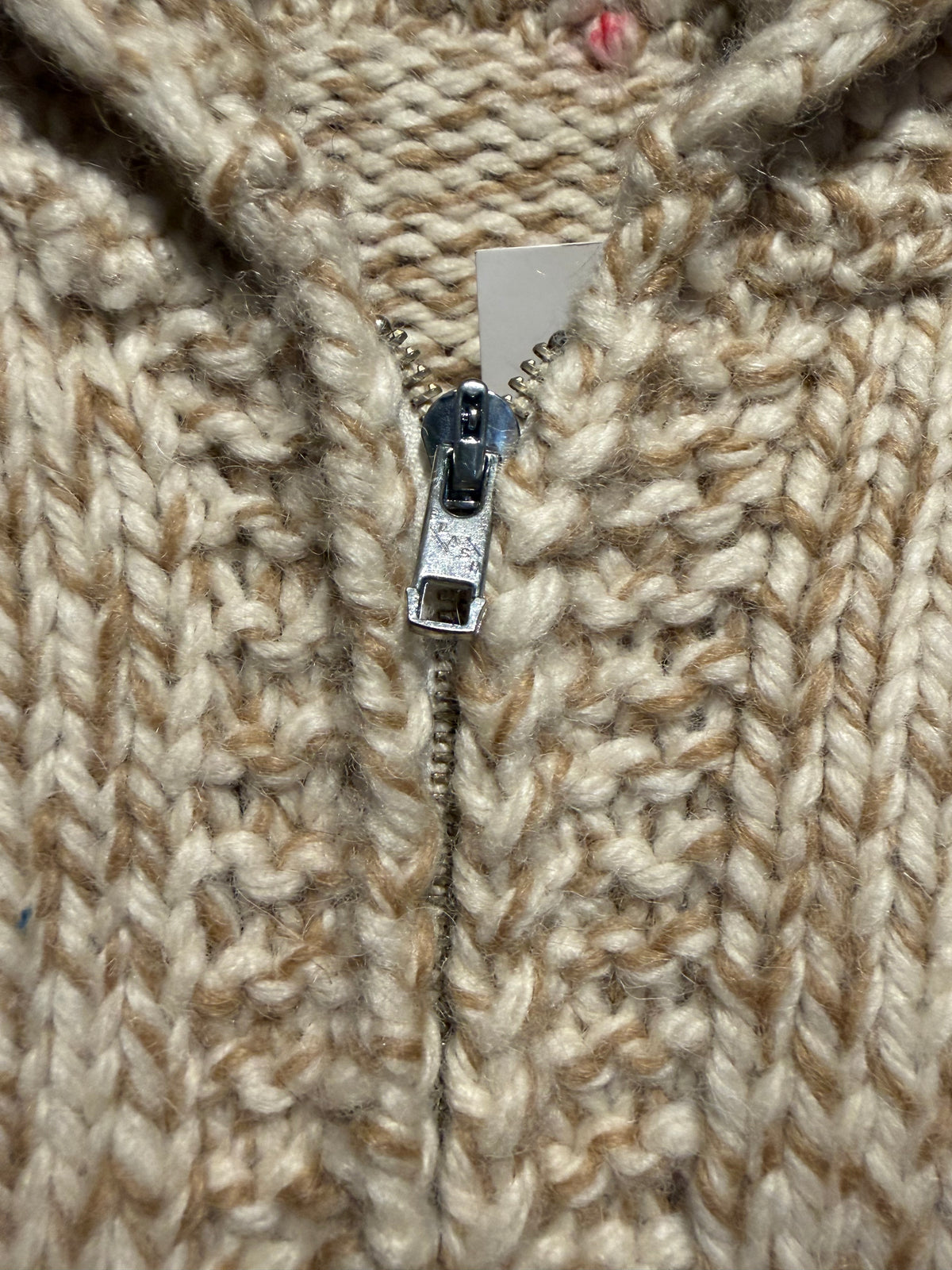 Zipper of Vintage 1950s Flying Ducks Cowichan Wool Sweater SZ S