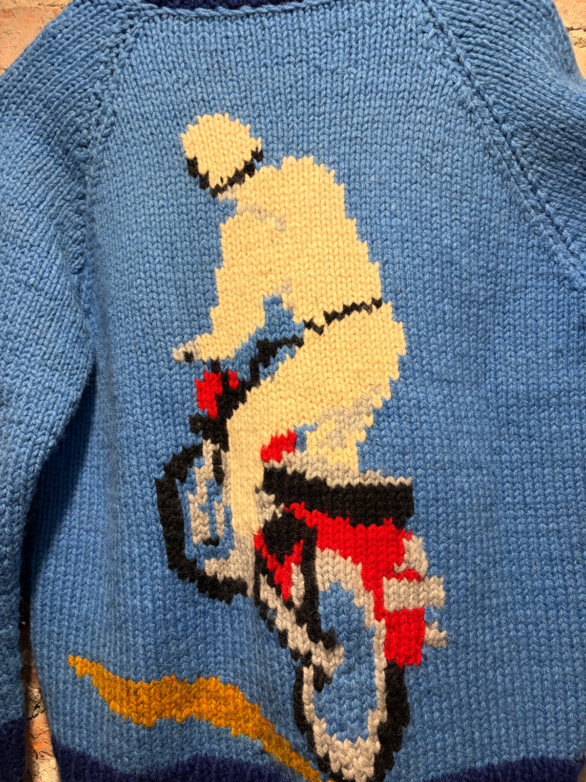 Back Design on Vintage 1950s Blue Motorcycle Cowichan Sz L