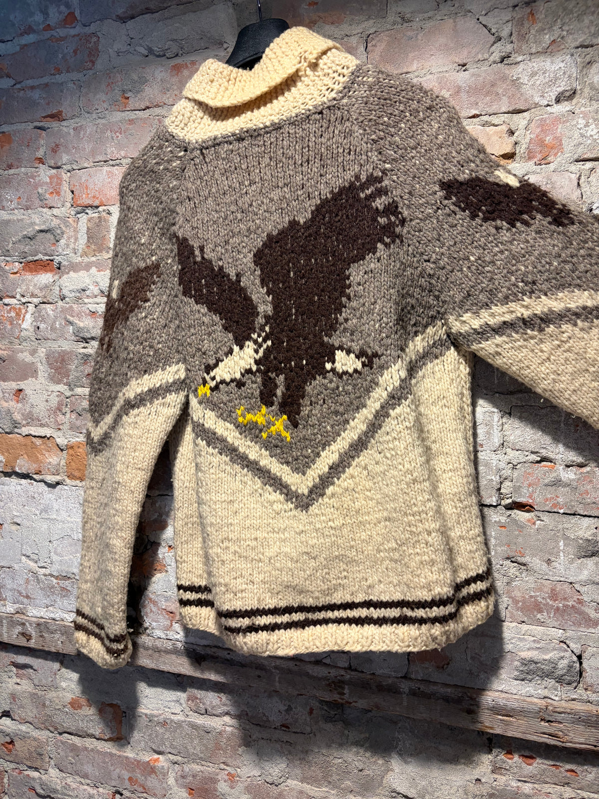 Back of Vintage Eagle Cowichan Style Sweater SZ M