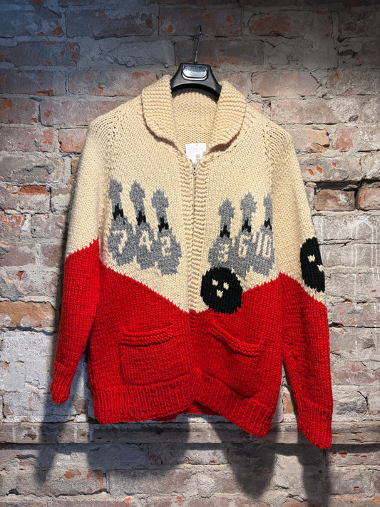 Front of Vintage 1950s Bowling Cowichan Sweater Sz M