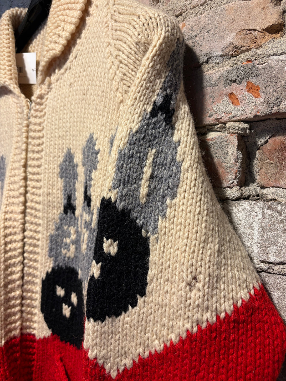 Sleeve on Vintage 1950s Bowling Cowichan Sweater Sz M