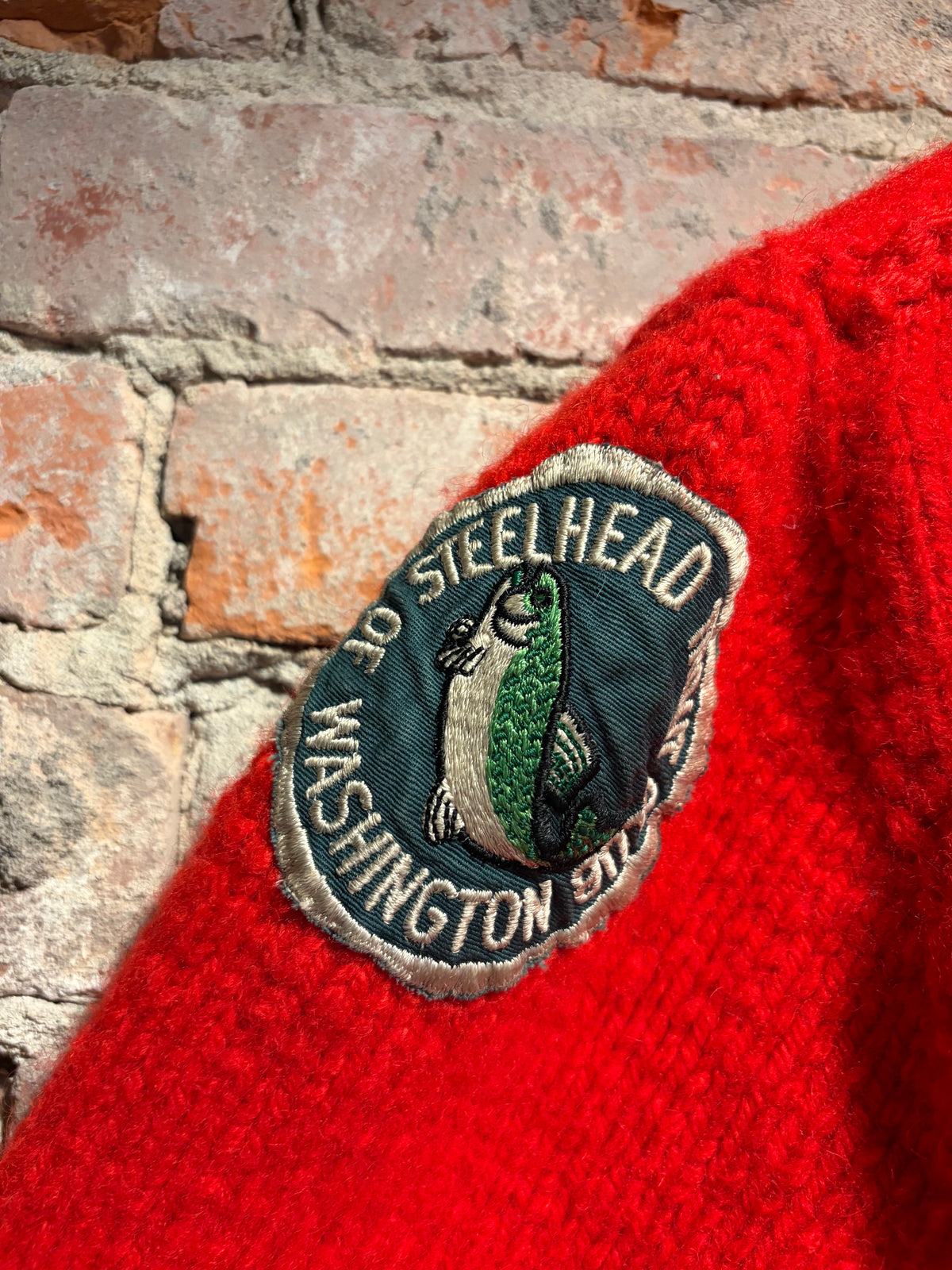 Patch on Vintage 1950s Fishing Patched Cowichan Wool Sweater SZ M