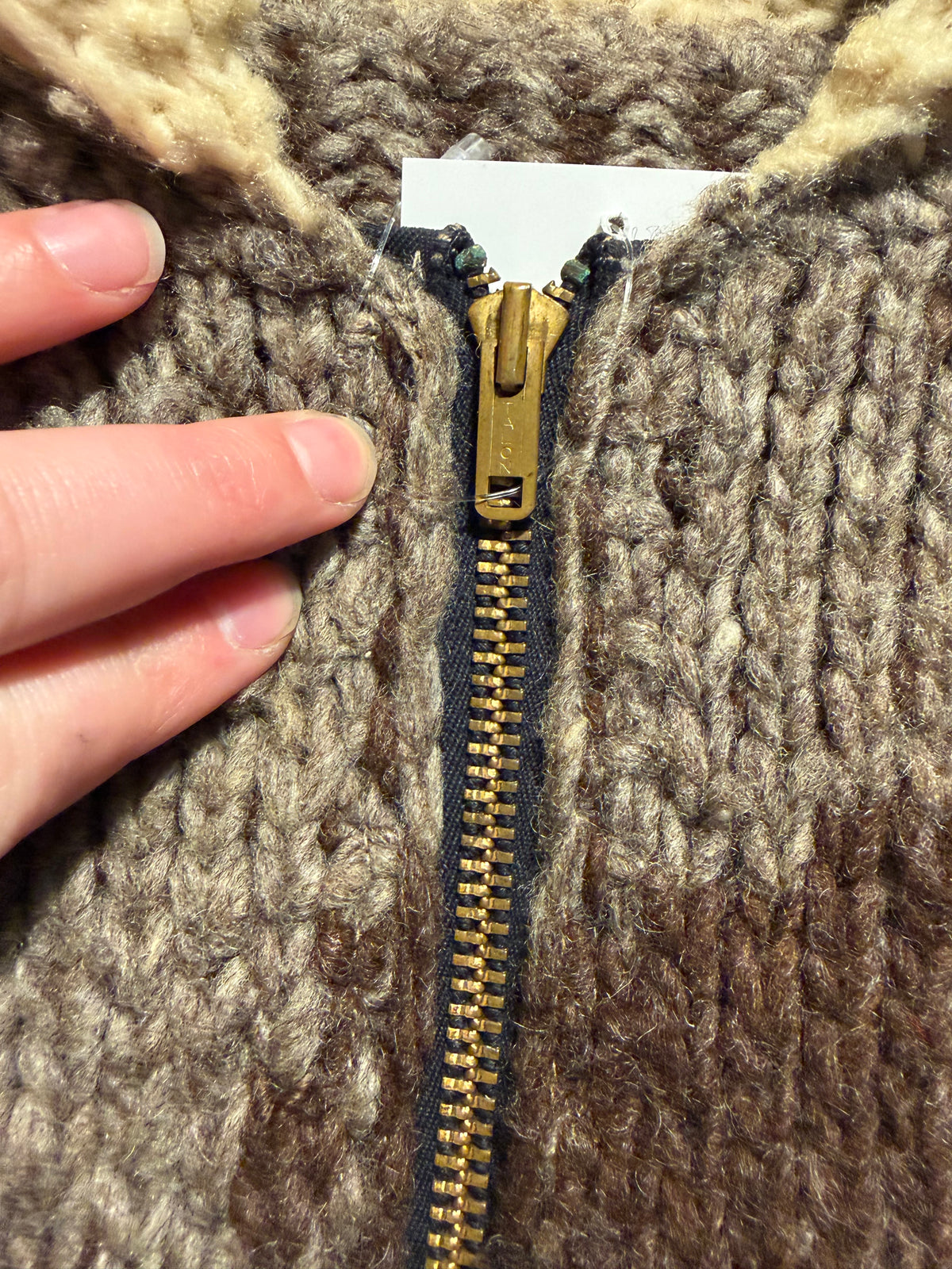 Zipper on Vintage Eagle Cowichan Style Sweater SZ M