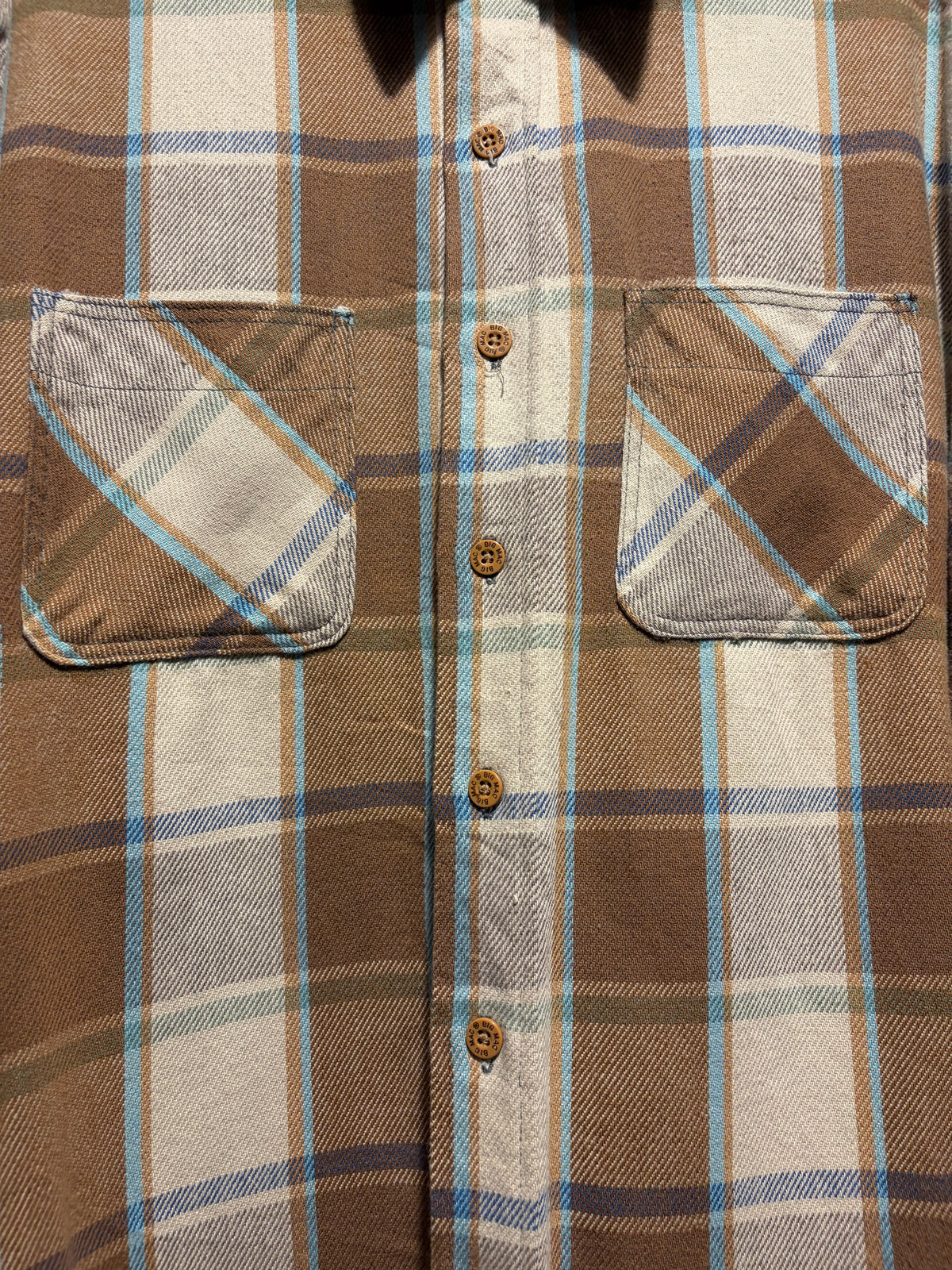 Buttons on Vintage Big Mac Earth Tone Cotton Flannel SZ L
