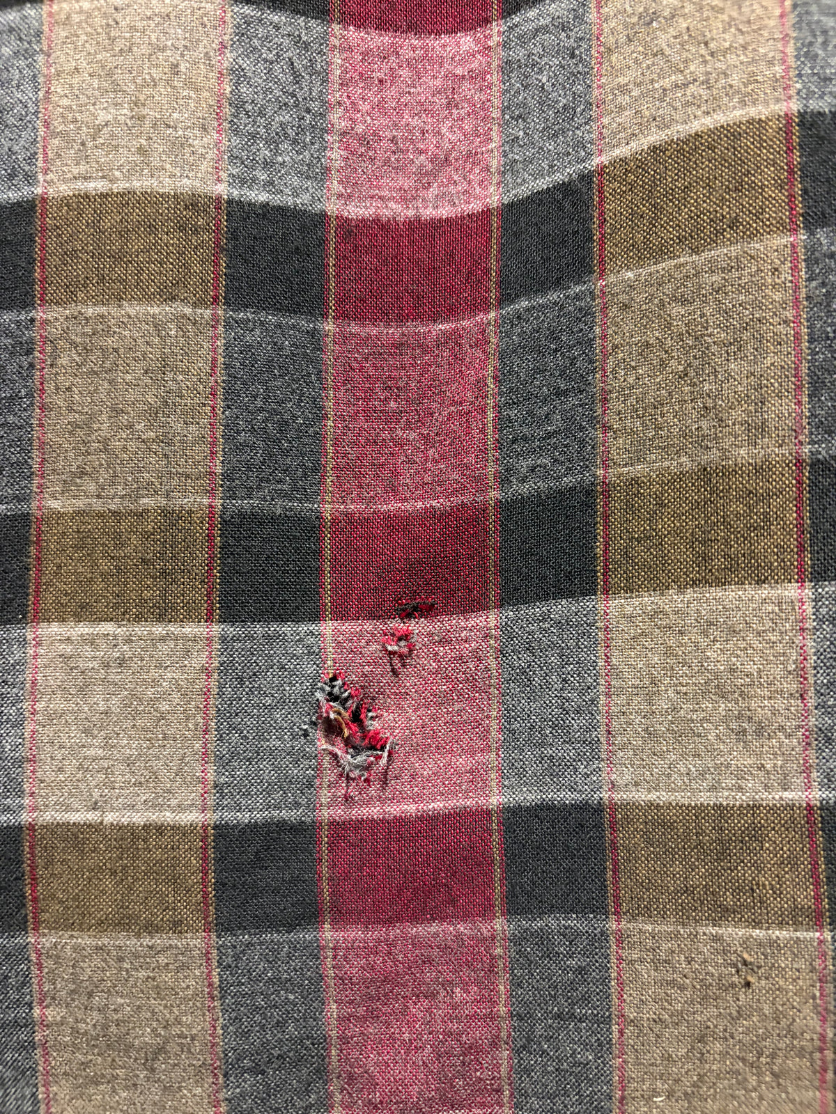 Damage on 1960s Rayon Plaid McGregor Loop Collar Shirt SZ S