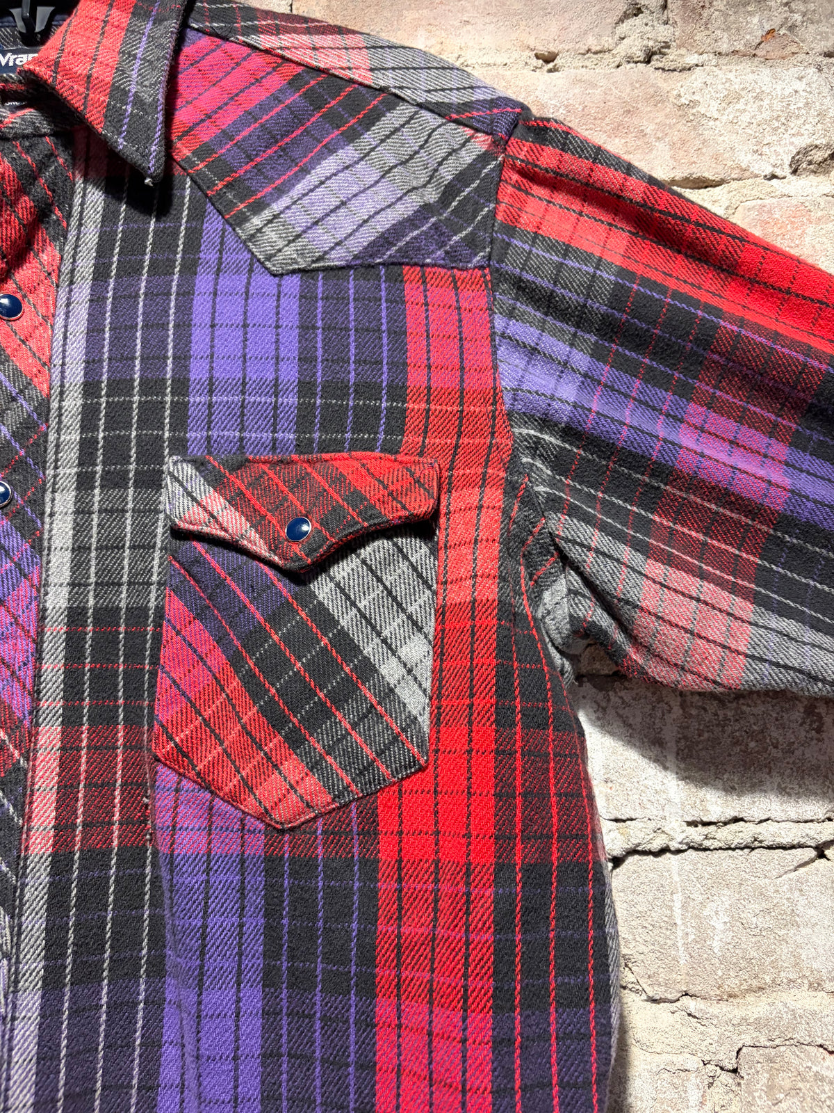 Pit on Vintage Wrangler Western Flannel SZ M