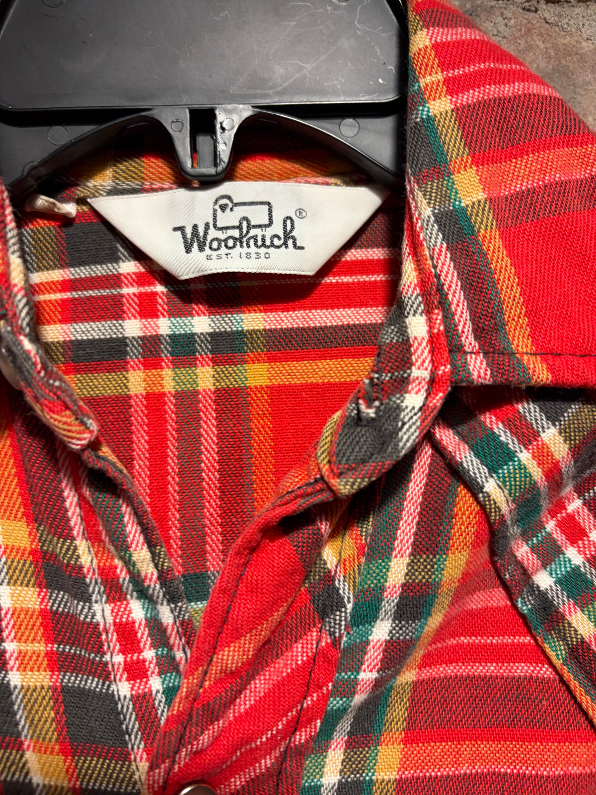 Tag on Vintage 1970's Woolrich Flannel Shirt SZ XS