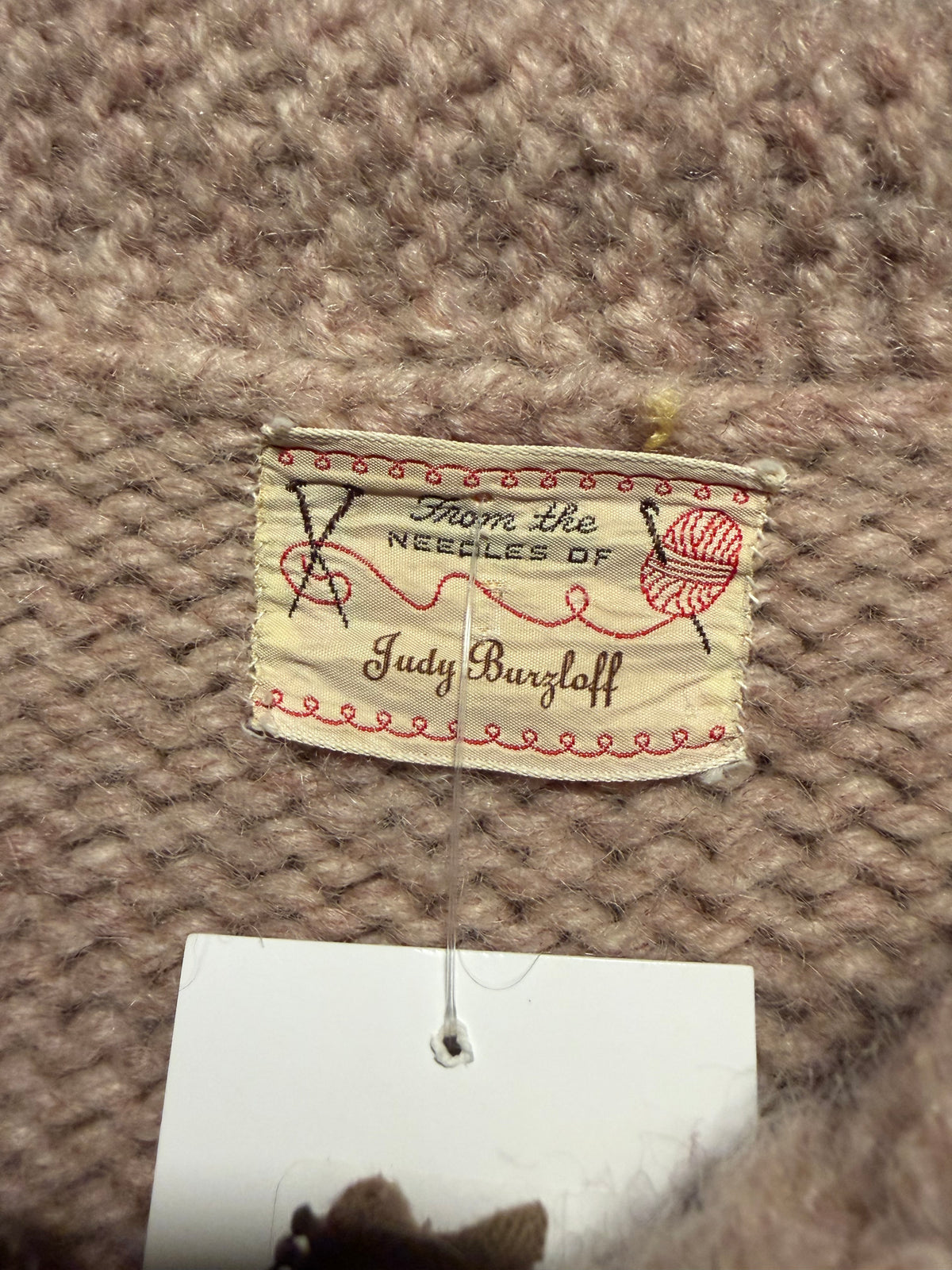 Tag on Vintage 1950s Bucking Bronco Cowichan Sweater Sz L