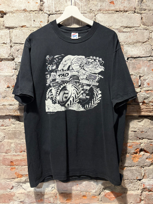 Front of Vintage Tad Peter Bagge Monster Truck Alcohol Is the Match Tee SZ XL