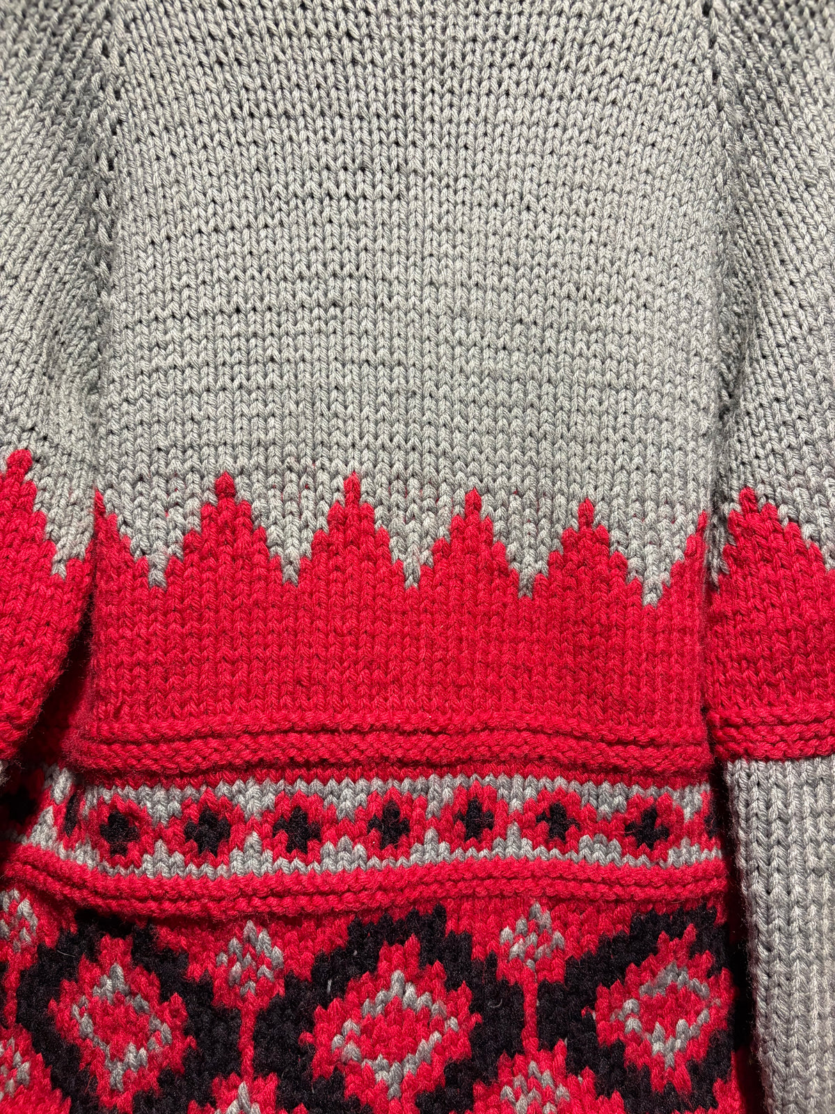 pattern on Vintage Gray and Red Pattern Cowichan Sweater