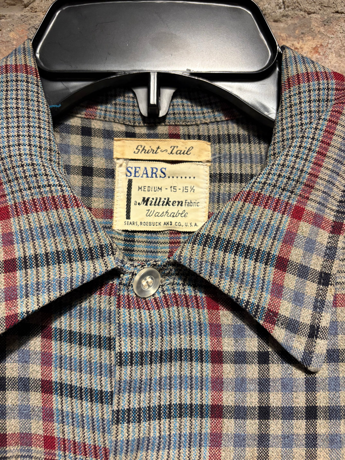 Tag on Vintage 1950s Sears Rayon Flannel SZ M