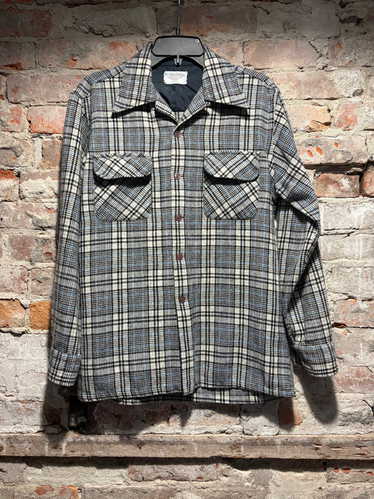 Front of Vintage JCP Wool Blend Loop Collar Flannel SZ M