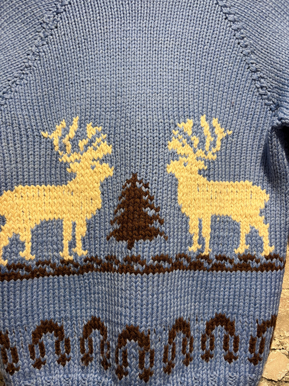 Back Design on Vintage 1960s Alaska Ram DE Cowichan Sweater SZ L