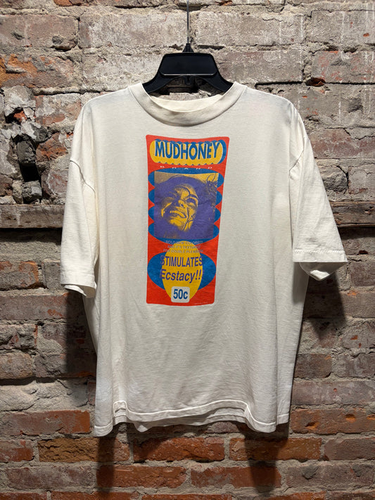 Front View of Vintage 1990s Tannis Root Mudhoney Stimulates Ecstacy Tee Sz XL