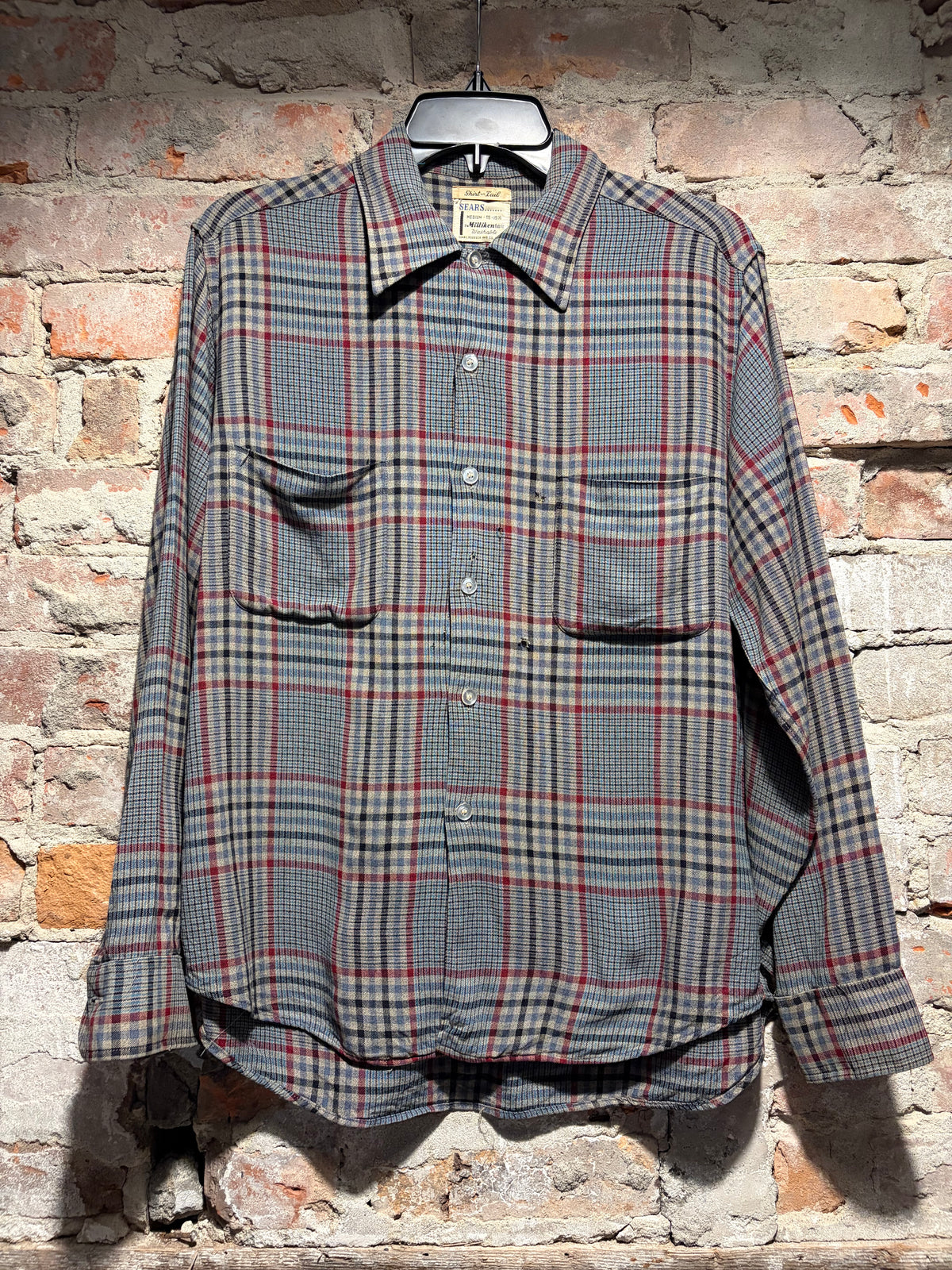 Front of Vintage 1950s Sears Rayon Flannel SZ M