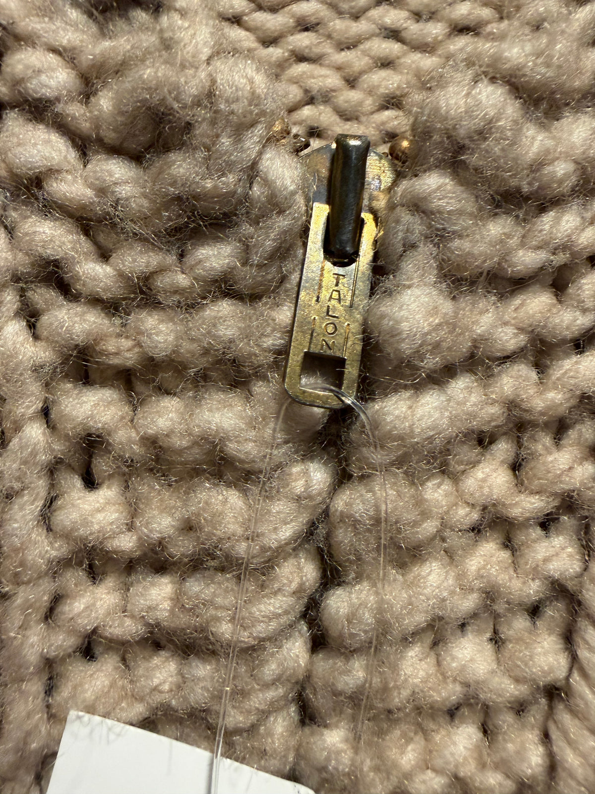 Zipper on Vintage Lady Sunshine CB Radio Cowichan Style Sweater SZ L